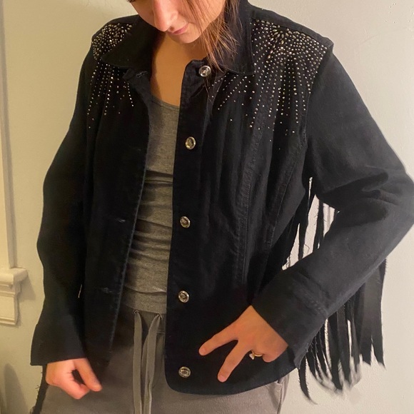 Up-cycled Vintage Jean Fringe Jacket - Picture 7 of 12